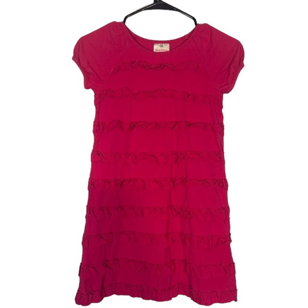 Hanna Andersson Pink Layered Ruffle Short Sleeve Bodycon Dress Kids Sz S
